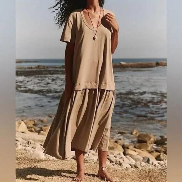Free People Dresses & Skirts - FREE PEOPLE herron drop-waist maxi dress taupe brown Sz XS NEW